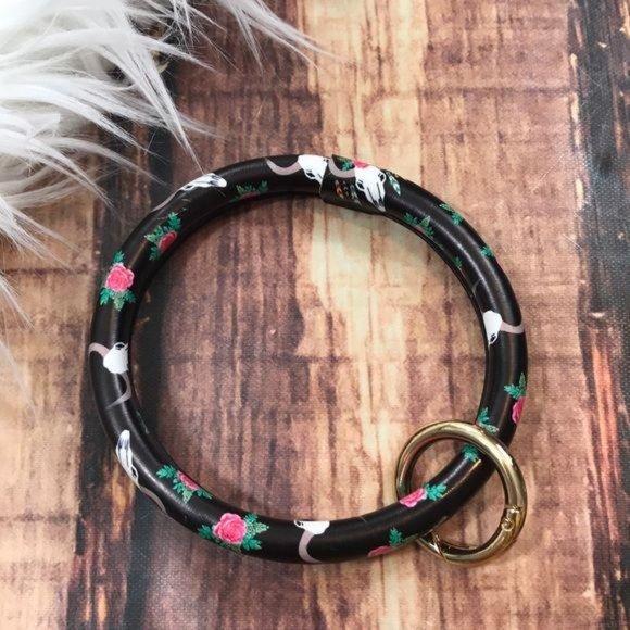 Accessories - RELISTED Bull Skull & Rose Bracelet Keychain Key Ring